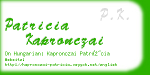 patricia kapronczai business card